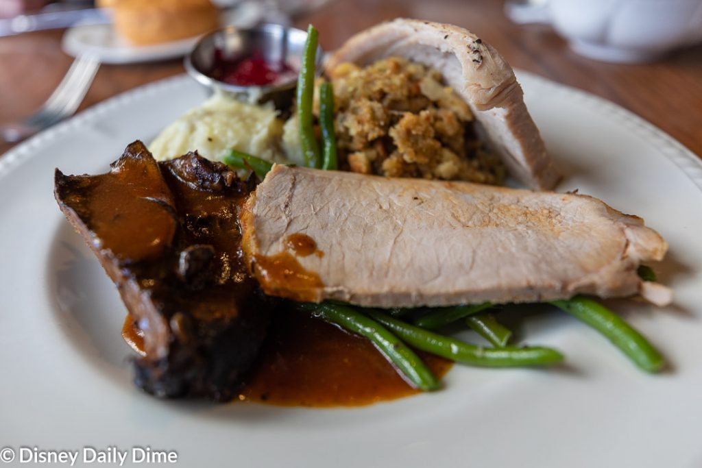 Picture of the Thanksgiving feast, which we cover in our Disney World restaurant reviews.