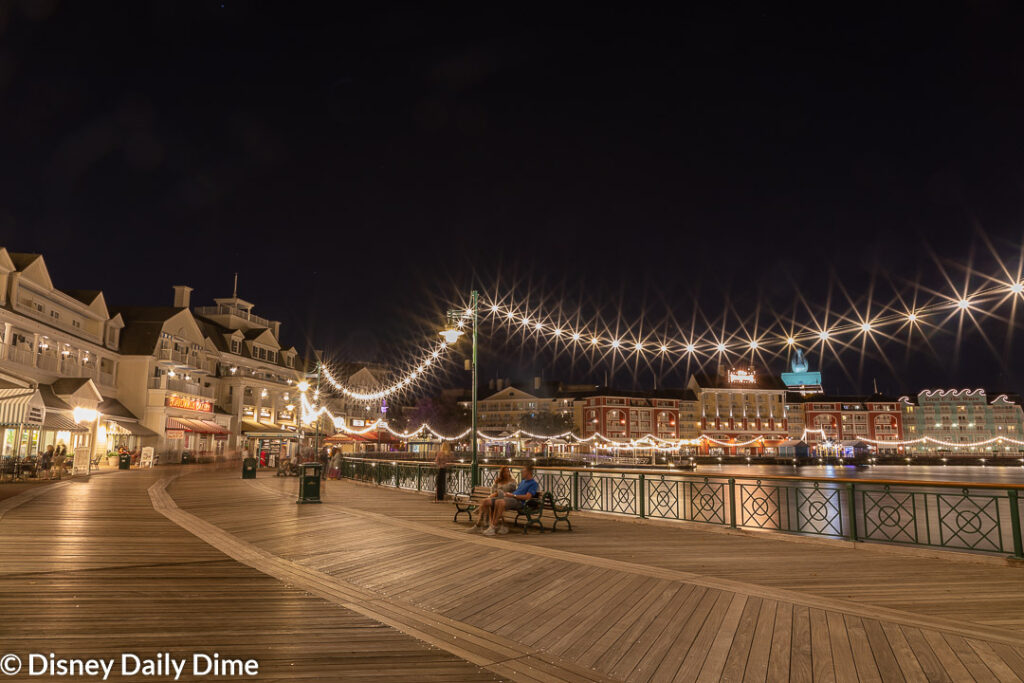 The best part of our Disney’s BoardWalk Inn Review is the experience you can have along the boardwalk at night.