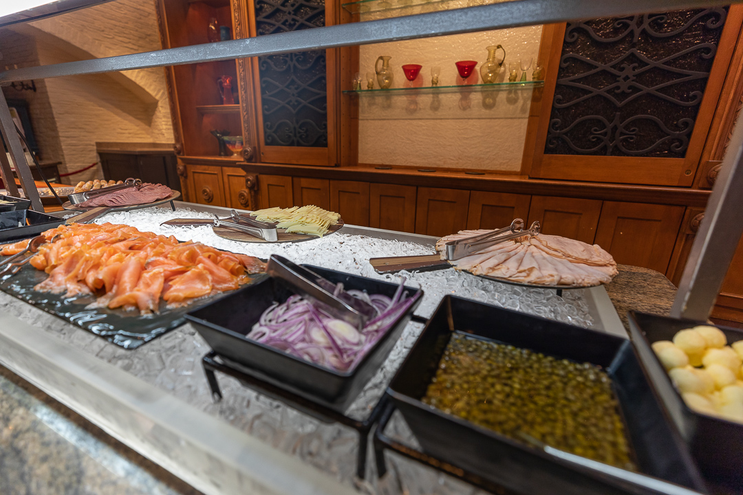 The cold bar at the Akershus breakfast also features pastries, fruits, and yogurt.