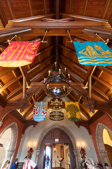 During our Akershus breakfast review, we found regal features like wood, high ceilings and stone work.