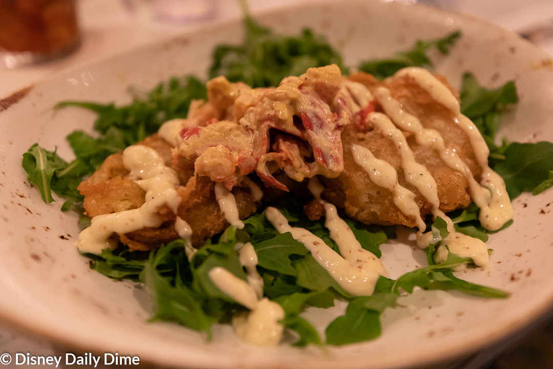 We were really happy to see the large chunks of lobster on top of the Lobster-Fried Green Tomatoes at The Plaza Restaurant.